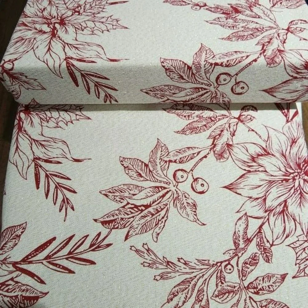 Rachel Ashwell The Farmhouse Floral Tablecloth 60x84 Oblong‎ Ivory Burgundy Gold